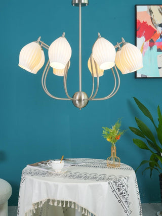 Lustra Lustre en Céramique Canneleur Sculptural en Verre Élégant
