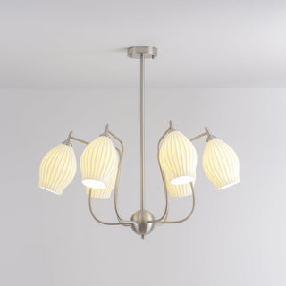 Lustra Lustre en Céramique Canneleur Sculptural en Verre Élégant