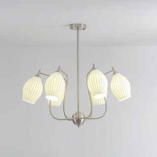 Lustra Lustre en Céramique Canneleur Sculptural en Verre Élégant