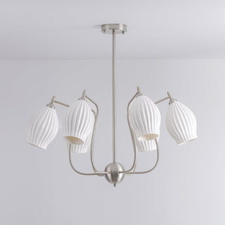 Lustra Lustre en Céramique Canneleur Sculptural en Verre Élégant
