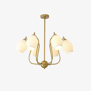 Lustra Lustre en Céramique Canneleur Sculptural en Verre Élégant