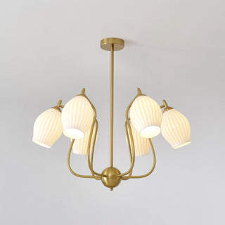 Lustra Lustre en Céramique Canneleur Sculptural en Verre Élégant