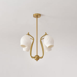 Lustra Lustre en Céramique Canneleur Sculptural en Verre Élégant