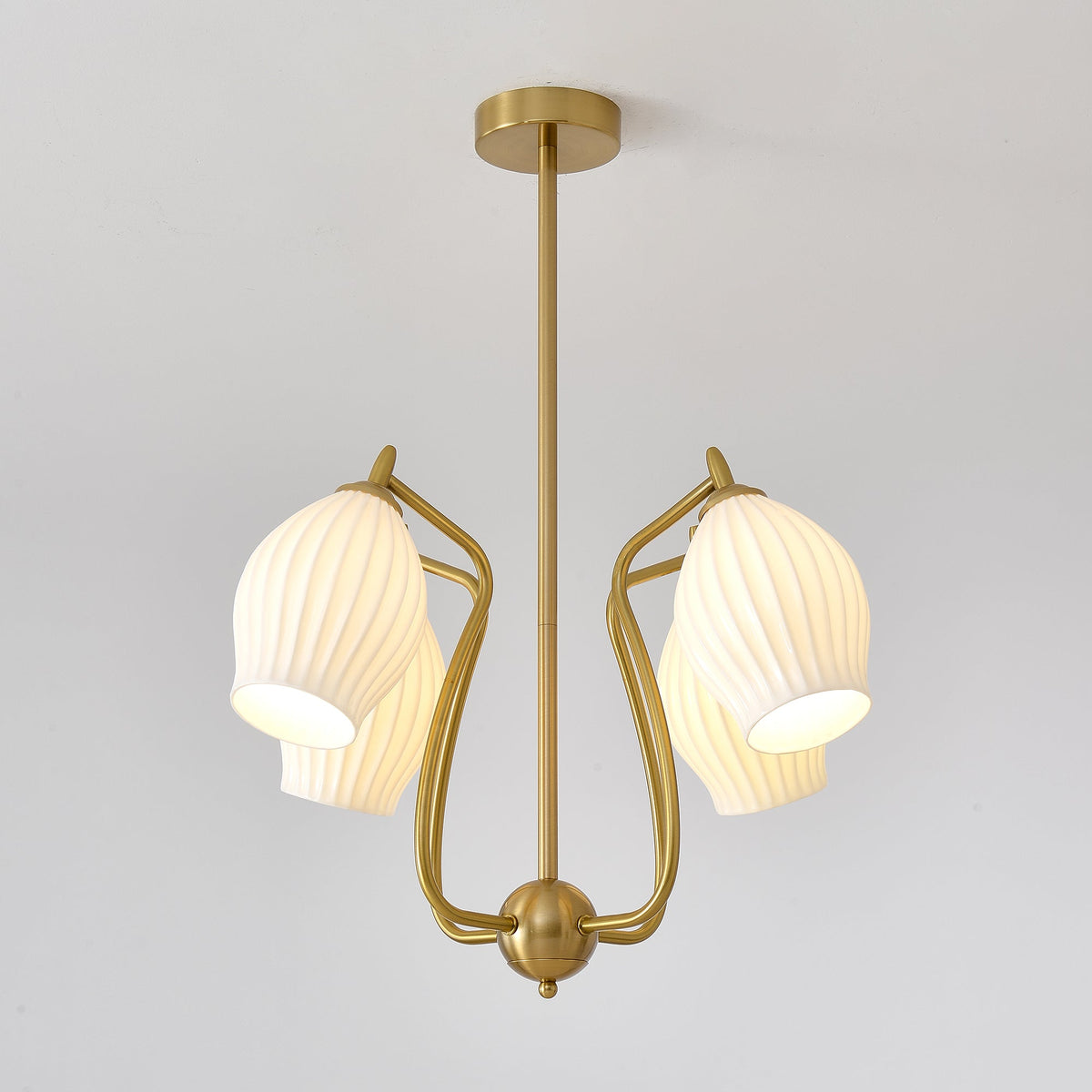 Gavenna Lustre en Céramique Canneleur Sculptural en Verre Élégant