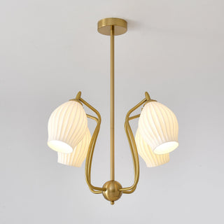 Lustra Lustre en Céramique Canneleur Sculptural en Verre Élégant