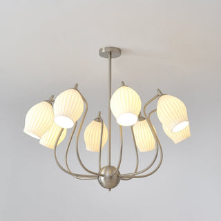 Lustra Lustre en Céramique Canneleur Sculptural en Verre Élégant