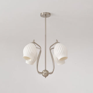 Lustra Lustre en Céramique Canneleur Sculptural en Verre Élégant