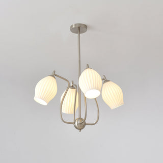 Lustra Lustre en Céramique Canneleur Sculptural en Verre Élégant