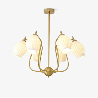 Lustra Lustre en Céramique Canneleur Sculptural en Verre Élégant