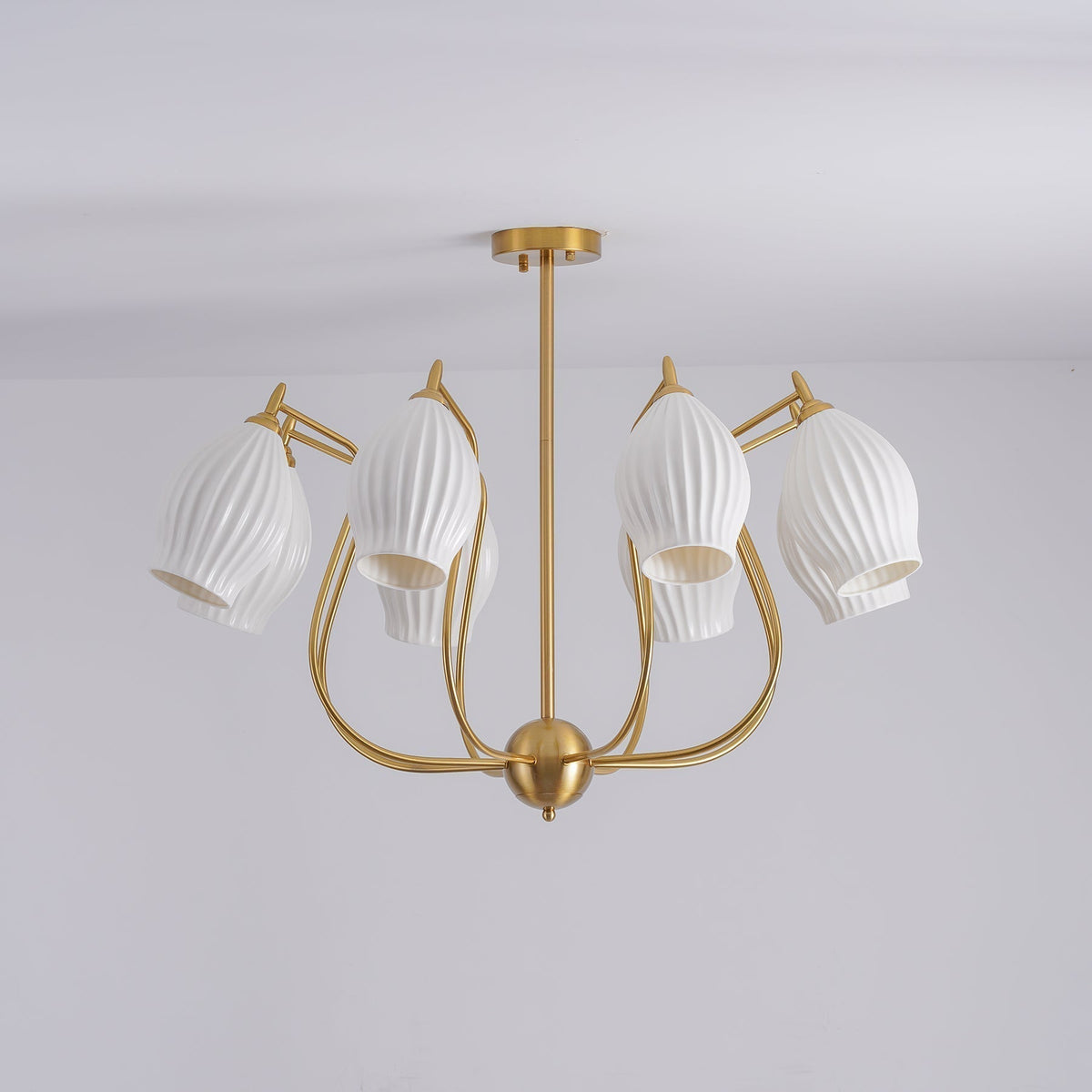 Gavenna Lustre en Céramique Canneleur Sculptural en Verre Élégant