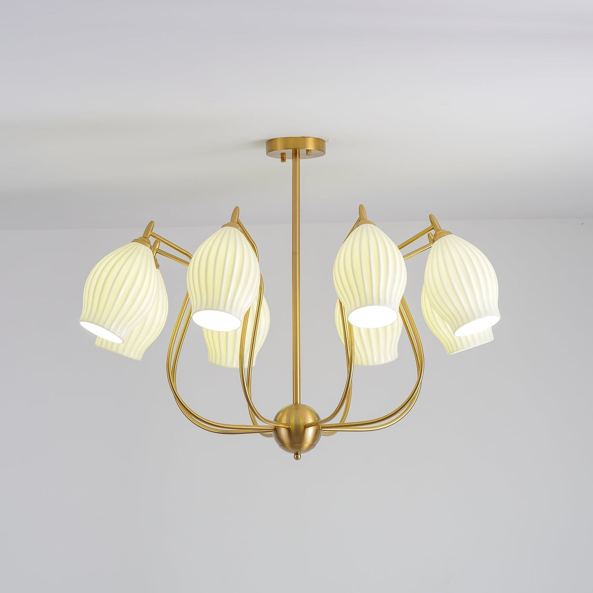 Gavenna Lustre en Céramique Canneleur Sculptural en Verre Élégant