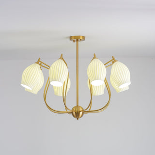 Lustra Lustre en Céramique Canneleur Sculptural en Verre Élégant