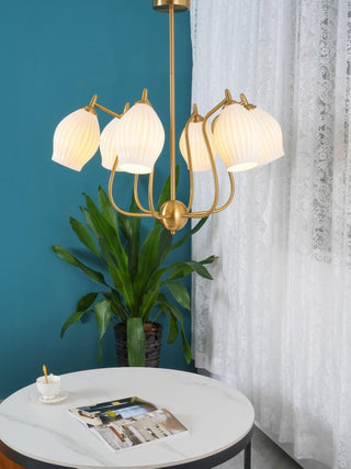 Lustra Lustre en Céramique Canneleur Sculptural en Verre Élégant