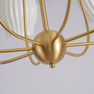 Lustra Lustre en Céramique Canneleur Sculptural en Verre Élégant