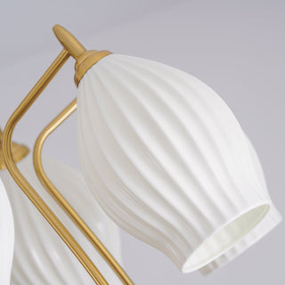 Lustra Lustre en Céramique Canneleur Sculptural en Verre Élégant