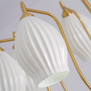 Lustra Lustre en Céramique Canneleur Sculptural en Verre Élégant