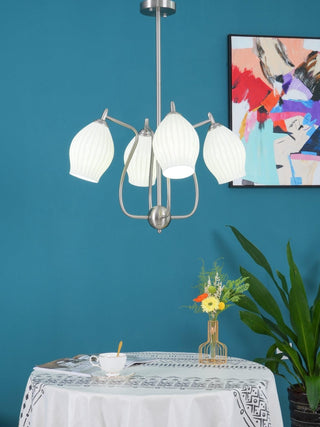 Lustra Lustre en Céramique Canneleur Sculptural en Verre Élégant