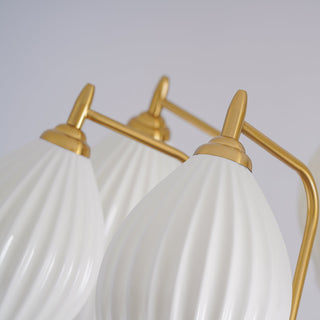 Lustra Lustre en Céramique Canneleur Sculptural en Verre Élégant