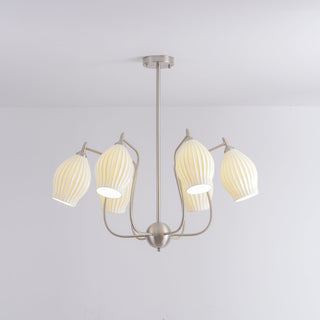 Lustra Lustre en Céramique Canneleur Sculptural en Verre Élégant