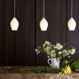 Solara Lampe à suspension en céramique côtelée en porcelaine élégante-Luire