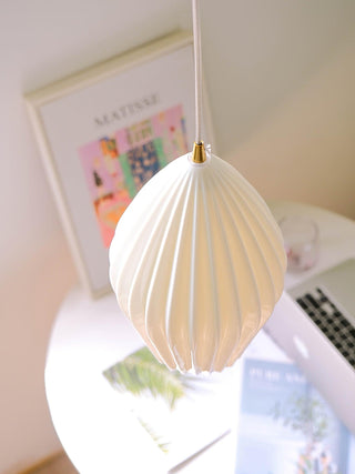 Solara Lampe à suspension en céramique côtelée en porcelaine élégante-Luire
