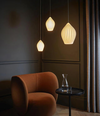Solara Lampe à suspension en céramique côtelée en porcelaine élégante-Luire