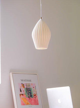 Solara Lampe à suspension en céramique côtelée en porcelaine élégante-Luire