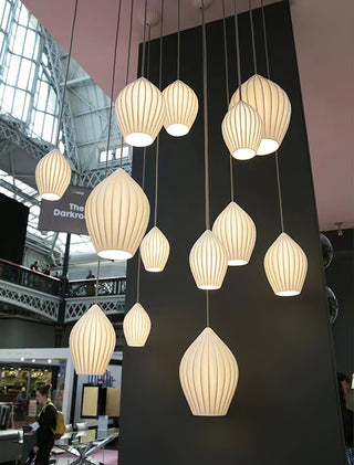 Solara Lampe à suspension en céramique côtelée en porcelaine élégante-Luire