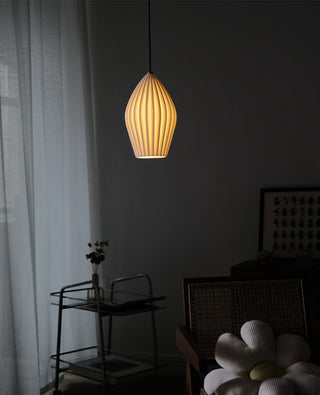 Solara Lampe à suspension en céramique côtelée en porcelaine élégante-Luire
