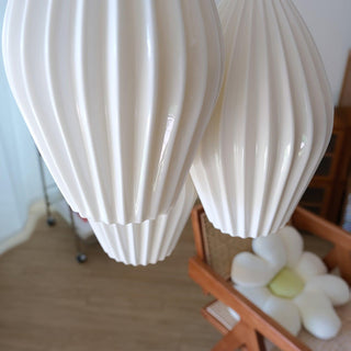 Solara Lampe à suspension en céramique côtelée en porcelaine élégante-Luire