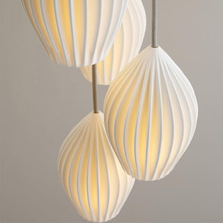 Solara Lampe à suspension en céramique côtelée en porcelaine élégante-Luire
