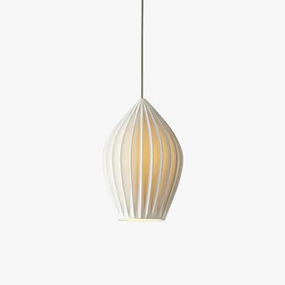 Solara Lampe à suspension en céramique côtelée en porcelaine élégante-Luire