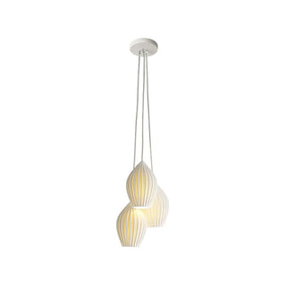 Solara Lampe à suspension en céramique côtelée en porcelaine élégante-Luire