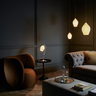 Solara Lampe à suspension en céramique côtelée en porcelaine élégante-Luire