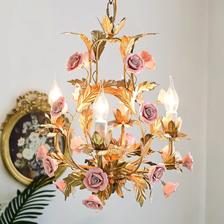 Ember Lustre en Céramique Fleur de Rose de Luxe Postmoderne-Luire