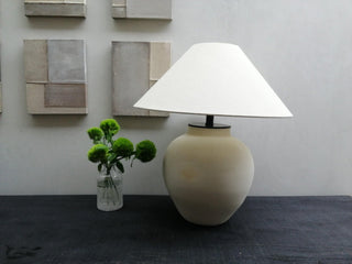 Lumian Lampe de Table en Tissu Et Céramique Rustique Beige