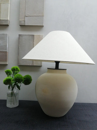 Lumian Lampe de Table en Tissu Et Céramique Rustique Beige