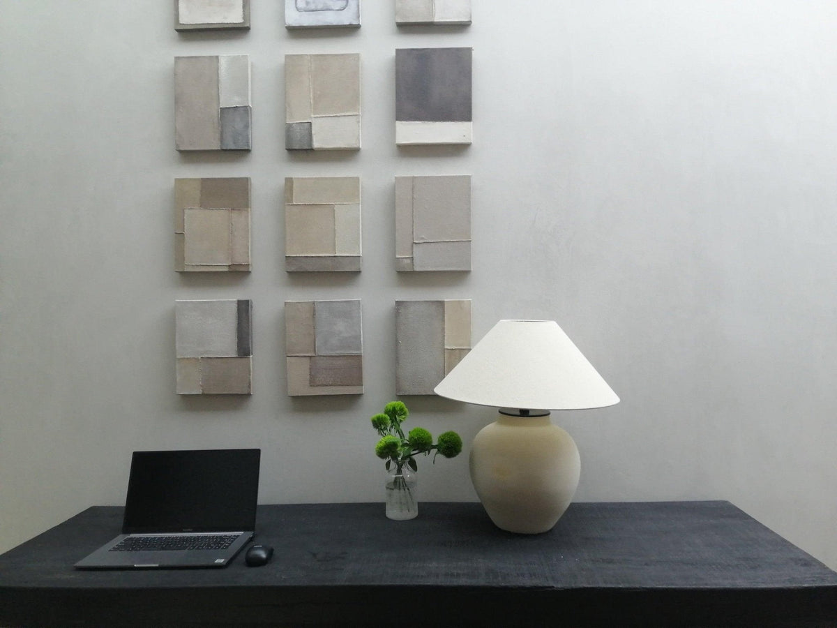 Lumian Lampe de Table en Tissu Et Céramique Rustique Beige