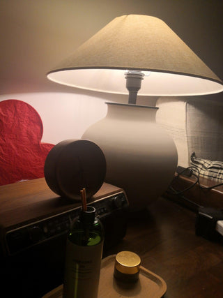 Lumian Lampe de Table en Tissu Et Céramique Rustique Beige