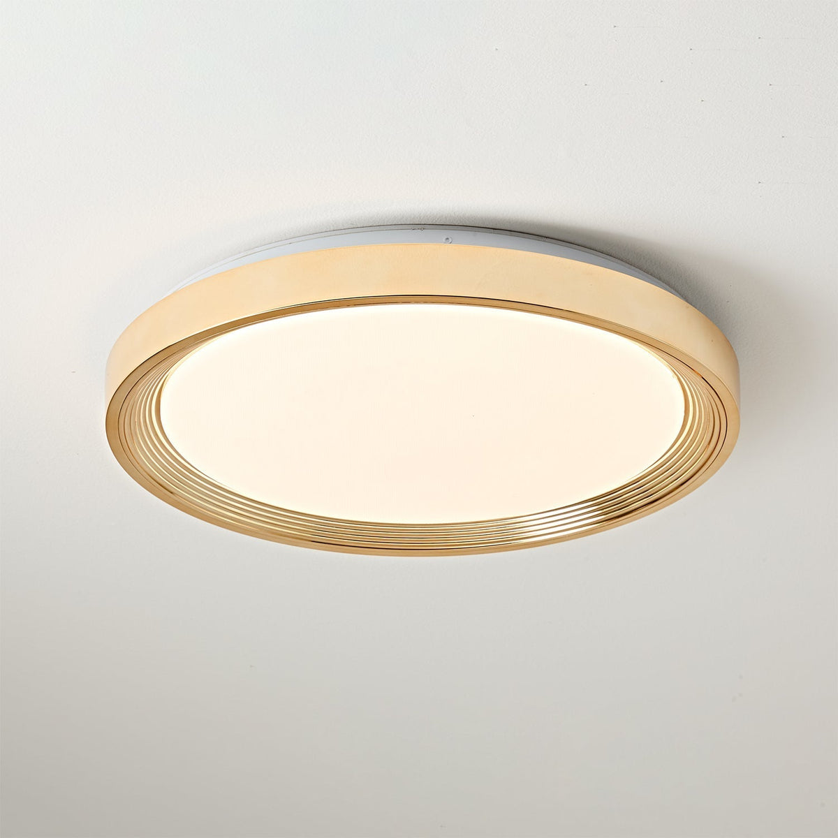 Cerova Ceiling Light in white finish, turned on.