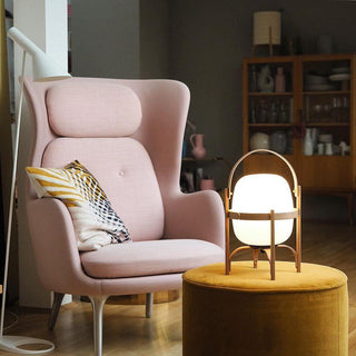 Lethra Lampe de Table en Bois Et Verre