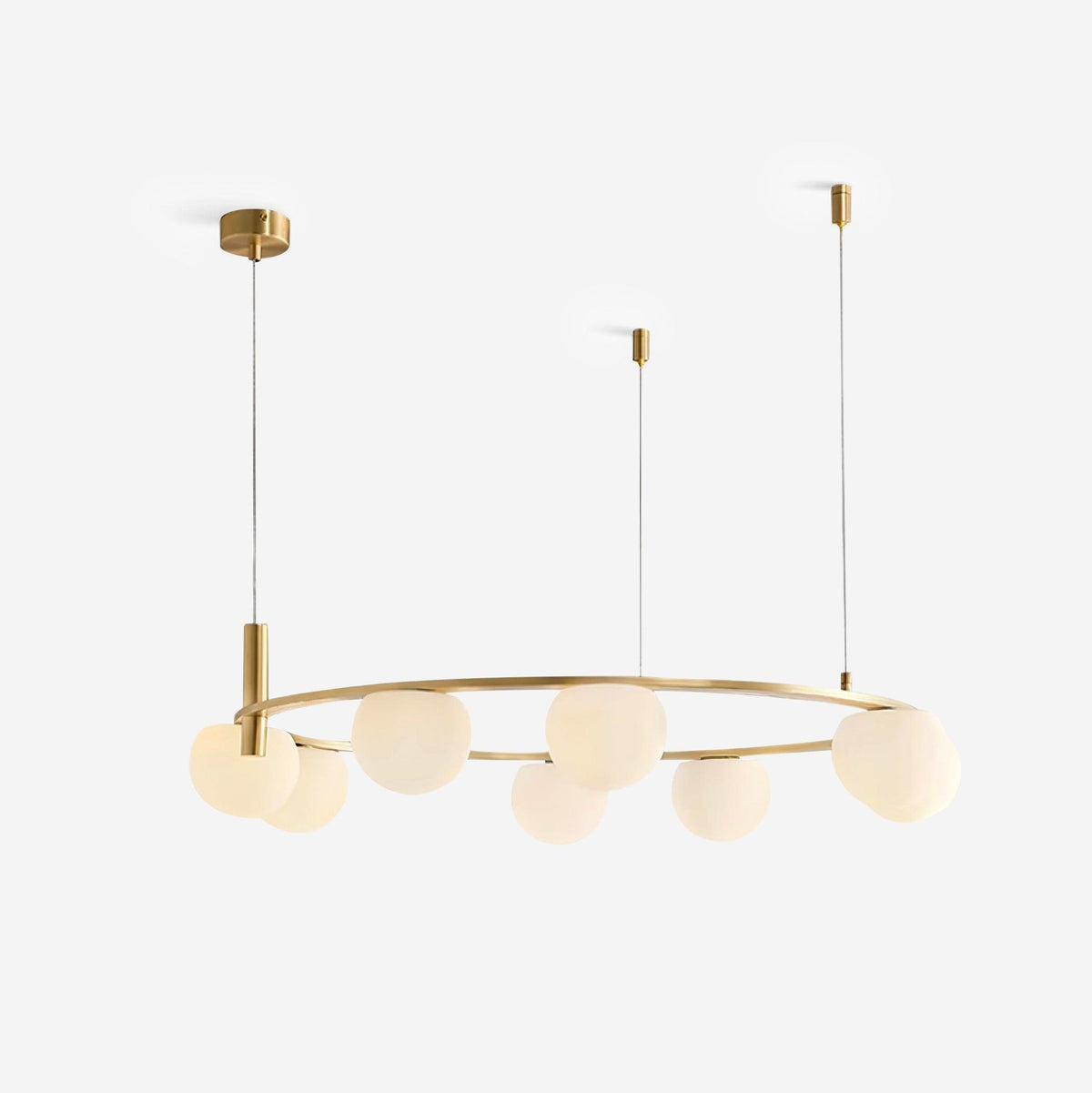 Chandelier Glass Globes Metal Ring Gold Finish Modern-Neutral Decor