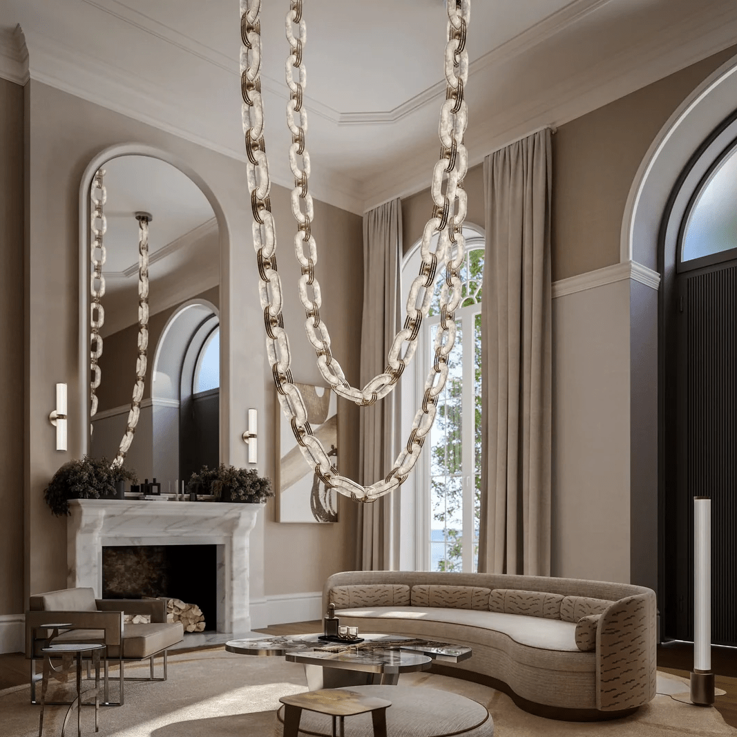 Chain Link Chandelier-Neutral Decor
