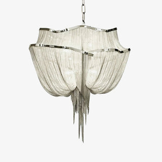 Lustra Lustre en Chaînes d'Aluminium Nickel Scintillant
