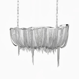 Lustra Lustre en Chaînes d'Aluminium Nickel Scintillant