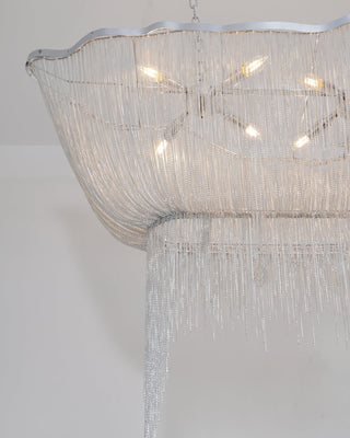 Lustra Lustre en Chaînes d'Aluminium Nickel Scintillant