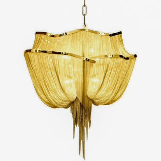 Lustra Lustre en Chaînes d'Aluminium Nickel Scintillant
