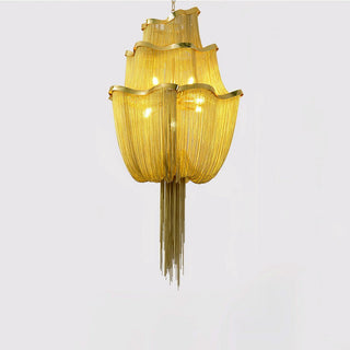 Lustra Lustre en Chaînes d'Aluminium Nickel Scintillant