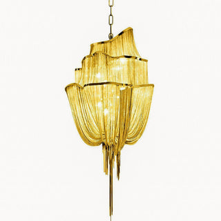 Lustra Lustre en Chaînes d'Aluminium Nickel Scintillant