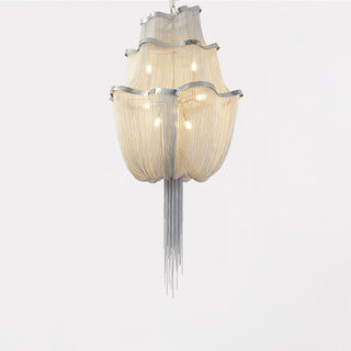 Lustra Lustre en Chaînes d'Aluminium Nickel Scintillant